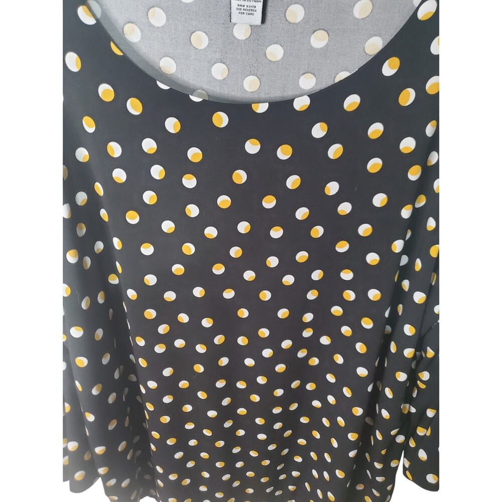 CARMEN Carmen Marc Valvo Black/Goldenrod Blouse, 1X - Picture 2 of 4